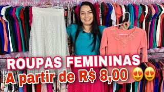 ROUPAS FEMININAS A PARTIR DE R 800 NO ATACADO  Blusas saias midi tshirt croppeds e shorts [upl. by Monarski]