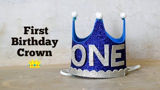 DIY Birthday Crown  Birthday Crown for Baby  One Year old Baby Birthday Celebration Cap Craft Idea [upl. by Grindle143]