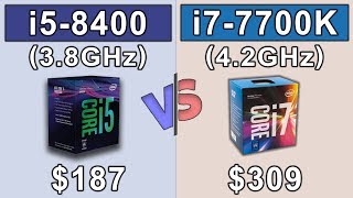 i5 8400 38GHz vs i7 7700K 42GHz [upl. by Suiremed]