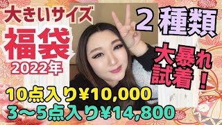 【大きいサイズ福袋2022年】大暴れ試着！1万円、1万4800円、２種類開封して試着する [upl. by Eemia13]