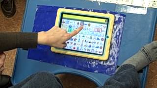 Elementary student uses LAMP Words for LIfe app on iPad with his toe [upl. by Swanson429]