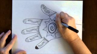 How to Draw a Henna Mehndi Hand Design Art Lesson Tutorial [upl. by Manfred90]