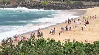 Waimea Bay Winter Shore Break North Shore Oahu Hawaii [upl. by Ilajna]