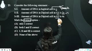 Consider the following statement ampndash SIampnbspampnbspampnbspampnbsp Amount of DNA in haploid c [upl. by Adlesirhc]