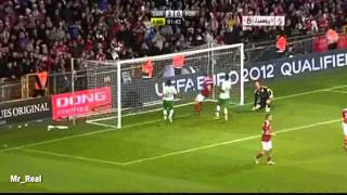 Cristiano Ronaldo Amazing Freekick vs Denmark Unbelievable 11102011 [upl. by Neysa]