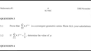 NOVEMBER 2020 GRADE 12 MATHEMATICS P1  Convergent Geometric Series Infinity  QUESTION 3  PAPER 1 [upl. by Rett]