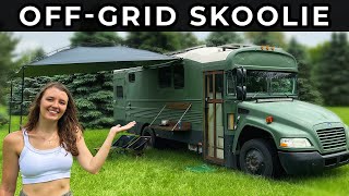 Our Luxury OffGrid Skoolie Is Getting Better and Better  Bus Life Week 15 [upl. by Robson745]