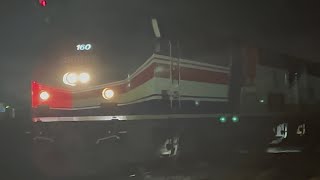 1ST PEPSI UNIT AMTK 160 leads Amtrak Coast Starlight 14 through Baumberg Ave in Hayward CA [upl. by Adlez453]