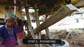 Dehusking Rice  Traditional Process in Northern Thailand Asia [upl. by Eifos]