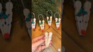 DIY Clothespin Reindeer Ornament 🦌 [upl. by Ykcin]