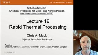 Lecture 19 CHE 323 Rapid Thermal Processing RTP [upl. by Baily]