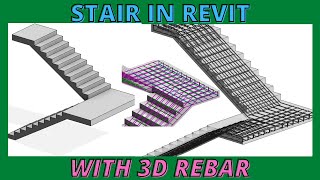 Revit structure 3D Rebar reinforcement in stairs [upl. by Aititel]