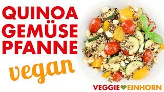 Gesunde QUINOA GEMÜSEPFANNE  Einfaches veganes Rezept  Mit Paprika Zucchini und Tomaten [upl. by Wahkuna]