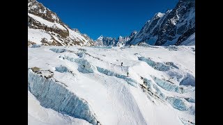 Skiing down the Argentiere Glacier by drone  Chamonix France [upl. by Roselani]