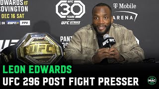 Leon Edwards on Colby Covington “Colby isn’t a man he’s a coward”  UFC 296 Press Conference [upl. by Kcirb]