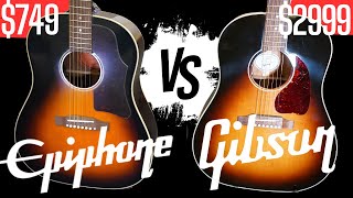 Gibson VS EPIPHONE J45 Acoustic Buy THIS One [upl. by Swain]