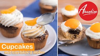 Eierlikör Mohn Cupcakes mit Aprikose  gefüllte Cupcakes backen zu Ostern  Spiegelei Muffins backen [upl. by Lezned693]