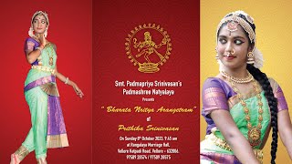 🔴Live SmtPadmapriya Srinivasans Padmashree Natyalaya Presents Bharata Natya Arangetram [upl. by Fenn]