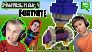 Minecraft Fortnite BATTLE BUS Build Challenge with HobbyKids [upl. by Lemyt]