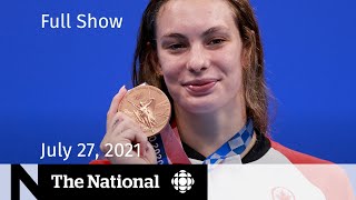 CBC News The National  Penny Oleksiak CDC mask guidelines Sask farmers struggle [upl. by Coffee]