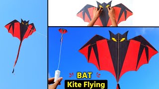 how to make BAT kite  flying bat kite  how to make paper kite  best flying kite  patangbazi [upl. by Lrig]