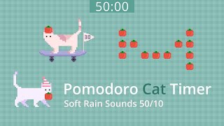 Pomodoro Cat Timer 5010  Focus mode 🔥📚🖊  Animation x Soft rain sounds ♡ [upl. by Zora]