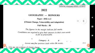 calcutta university Geography honours 2022 question paper dse a1 semester 5 [upl. by Leumek]