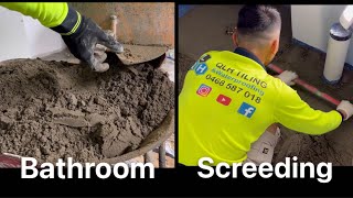 How to screedbedding bathroom floorshower professionallyDIY beginner tutorialsflooringscreed [upl. by Atnicaj]