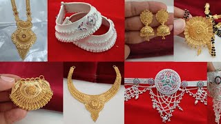 new gold amp silver wedding jewellery designs 2024 with weight amp price  latest gold jewellery design [upl. by Inesita]