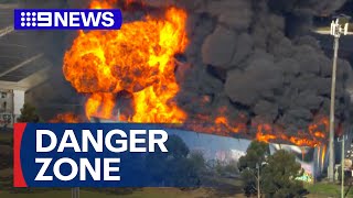 Warning over air and water quality after toxic Melbourne factory fire  9 News Australia [upl. by Mabelle]