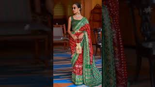 Red and green bandhani saree designs shorts festival traditional latest beautiful designer [upl. by Rebel]