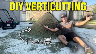 DIY VERTICUTTING and SCALPING my LAWN  Can a Lawn Get TOO THICK Removing a MOUNTAIN of Material [upl. by Airod818]