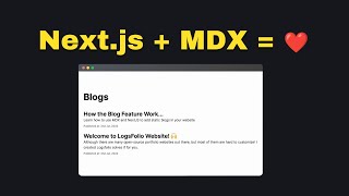 Use MDXmarkdown with NextJS to Create Blogs [upl. by Strohbehn93]