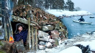 3 Days Extreme Winter Camping on a FROZEN ISLAND [upl. by Nedyaj711]