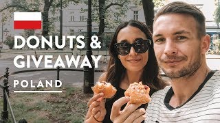 TRYING POLISH DONUTS amp 30K GIVEAWAY 🎉  Paczki in Krakow  Poland Food Vlog [upl. by Xuerd]