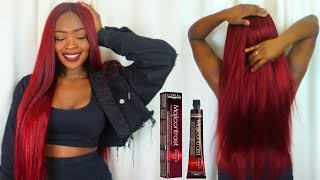 How To Dye Dark Hair Red NO BLEACH  ft Funmi Hair Aliexpress  Loreal HiColorMajicontrast ♡ [upl. by Airdnahc691]