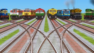 VIII TRAINS CROSSING FOR CORVED BRANCHED RAILROAD TRICKS RISKY RAILROAD TRICKSNTGINDIANRAILROAD [upl. by Nedle437]