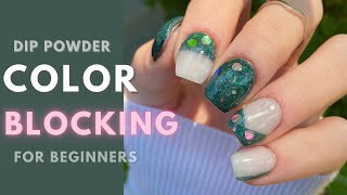 Color Block Nails With Dip Powder  EASY Method for Beginners [upl. by Aeslehc]