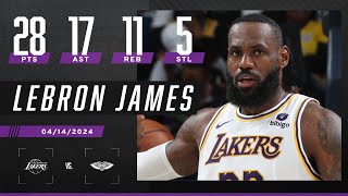 LEBRON JAMES DISHES 17 AST IN MONSTER TRIPLEDOUBLE vs Pelicans 😤  NBA on ESPN [upl. by Yemac812]