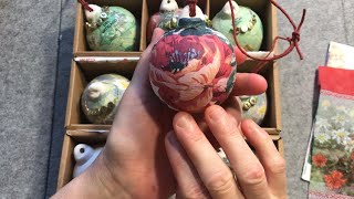 Easy decoupage bauble tutorial using serviettes or napkins  Christmas Xmas advent craft how to [upl. by Aneehsak]