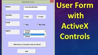 Excel VBA Tutorial 15  UserForm with Textbox Checkbox ListBox Option Button and Command Button [upl. by Pier135]