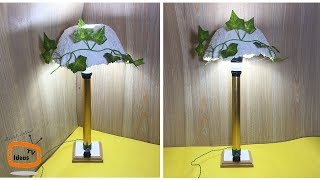 Bedside Lamp DIY  How to Make a Simple Bedside Table Lamp at Home Cement Shade [upl. by Bang]