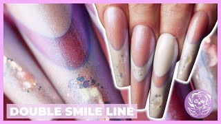 Double Smile Line and Shadow French  Nail Design Tutorial [upl. by Lanae]