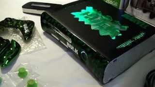 CUSTOM INCREDIBLE HULK XBOX 360 ELITE 120gb Marvel comics HDMI Led lights MODS [upl. by Dragon]