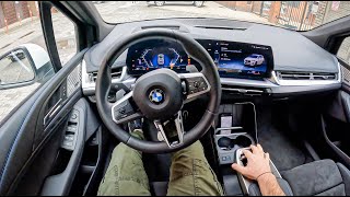 NEW BMW 2 Active Tourer 20 218d 150 HP 2022  POV Test Drive 1149 Joe Black [upl. by Weinshienk559]