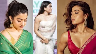 Most Beautiful Rashmika Mandanna Hot Saree Attires Looks Video Part 3  Actress Rashmika New Video [upl. by Josias]