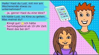 Deutsche Dialoge Verabredungen ausmachen  Nachrichten  SMS schreiben German for beginners [upl. by Htebi]