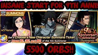 AMAZING START FOR THE 9TH ANNI CELEBRATION 5500 ORBS BLEACH BRAVE SOULS [upl. by Annawahs]