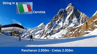 Skiing in Italy Cervinia Pancheron 2950m  Cretaz 2050m [upl. by Sou869]