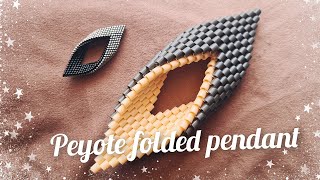 Peyote folded leaf pendant tutorial  BIG BEADS [upl. by Uhile215]